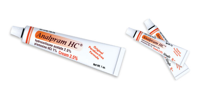 Tubes of Analpram HC in 3 sizes, all marked: Original paraben-free formula.