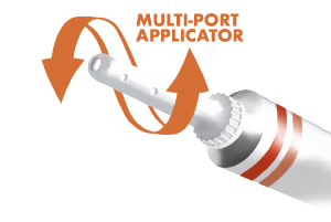 The multi-port applicator provides 360-degree delivery of medicine.